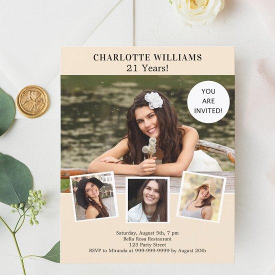 Cream ivory photo collage birthday