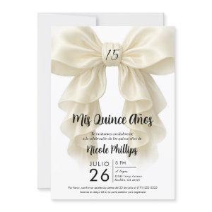 Cream Ruffle Cascade Bow Elegant Quinceañera Party