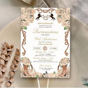 Cream White Rose Western Charro Quinceañera