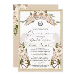 Cream White Roses Western Charro Quinceanera