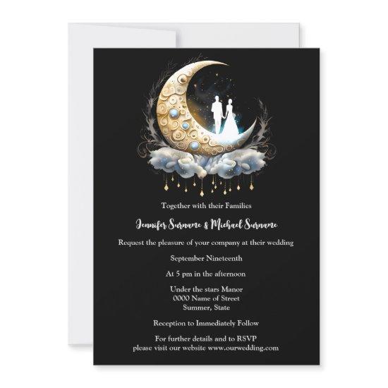 Crescent celestial blue white black couple moon