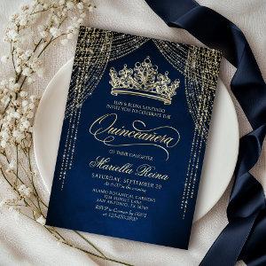 Crown Tiara Navy Gold Quinceañera
