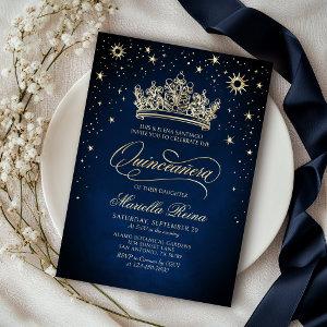 Crown Tiara Navy Gold Quinceañera