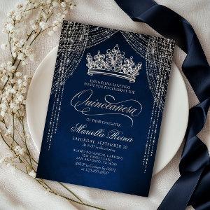 Crown Tiara Navy Silver Quinceañera