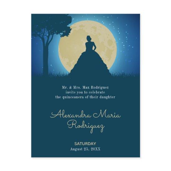 Crowned Silhouette with Moon Quinceanera  Postcard