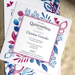 Crystal Blue and Hot Pink Quinceañera