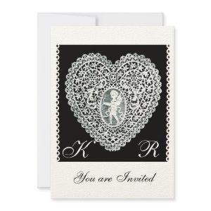 CUPID LACE HEART MONOGRAM felt paper