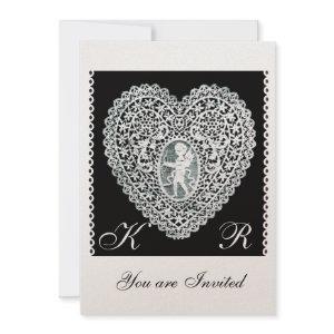 CUPID LACE HEART MONOGRAM gold metallic paper