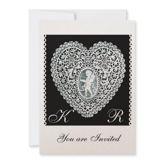 CUPID LACE HEART MONOGRAM gold metallic paper