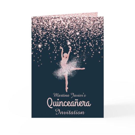 Custom Photo Rose Gold Glitter Quinceañera with
