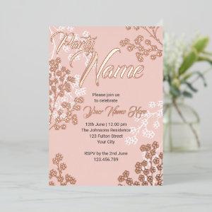 Custom Pink Elegant Floral Blooming Party Foil