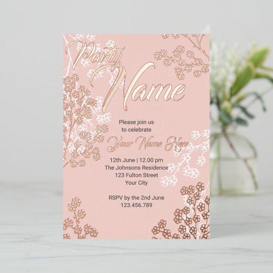 Custom Pink Elegant Floral Blooming Party Foil