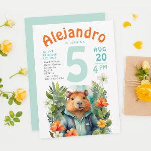 Cute Colorful Rodent Birthday Floral Watercolor