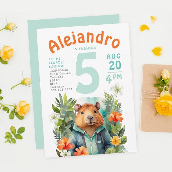 Cute Colorful Rodent Birthday Floral Watercolor