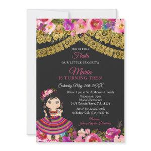 Cute Girl Fiesta Black Mexican Charra XV Anos Invi