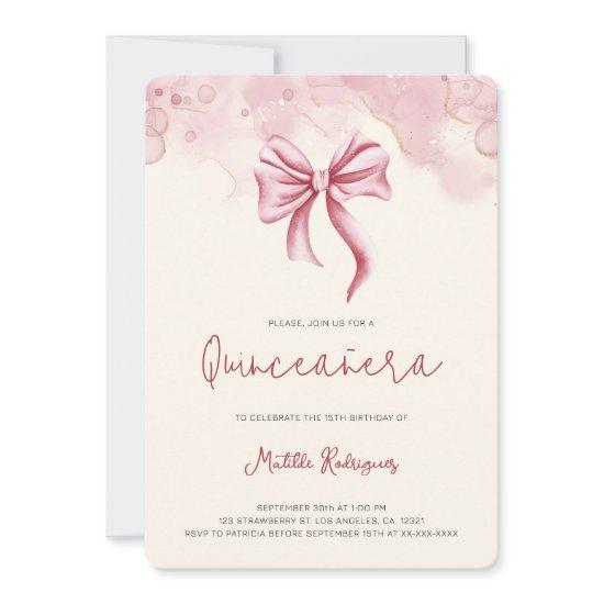 Cute Pink Bow Coquette Quinceanera Birthday