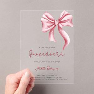 Cute Pink Bow Girly Quinceanera Birthday Acrylic