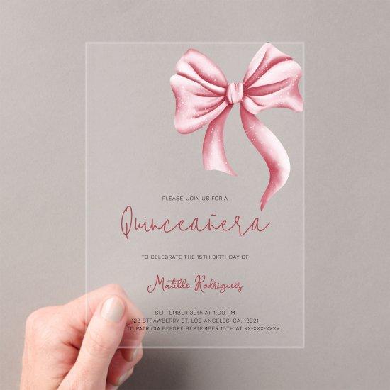 Cute Pink Bow Girly Quinceanera Birthday Acrylic