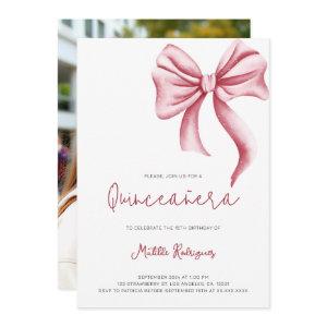 Cute Pink Bow Girly Quinceanera Photo Birthday