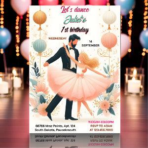 Dainty Pink Tutu Chic Girls Ballerina 1st Birthday