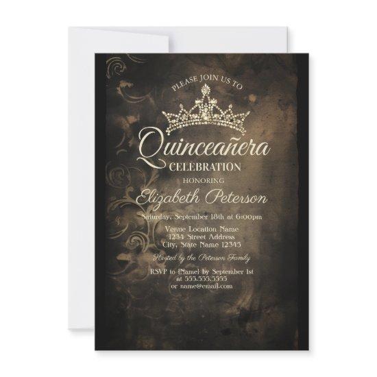 Damask Dark Gothic Quinceañera