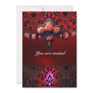 DAMASK GEM AND PINK ROSES MONOGRAM