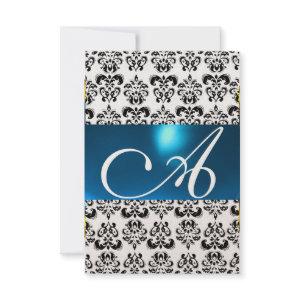 DAMASK GEM MONOGRAM blue rsvp gold