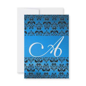 DAMASK GEM MONOGRAM blue rsvp gold