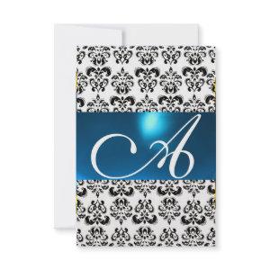 DAMASK GEM MONOGRAM blue rsvp ice