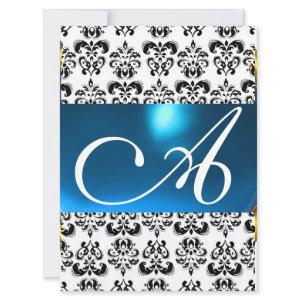 DAMASK GEM MONOGRAM blue white