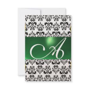 DAMASK GEM MONOGRAM green rsvp gold