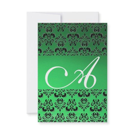DAMASK GEM MONOGRAM green rsvp ice