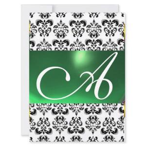 DAMASK GEM MONOGRAM green white
