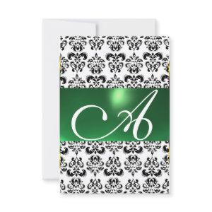 DAMASK GEM MONOGRAM green white rsvp