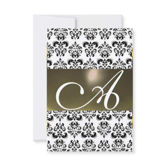 DAMASK GEM MONOGRAM grey white rsvp