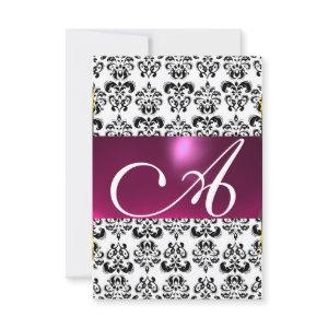 DAMASK GEM MONOGRAM pink white rsvp