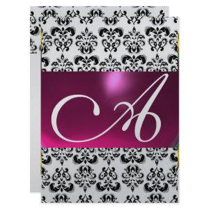 DAMASK GEM MONOGRAM purple pink black white silver