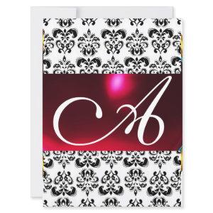 DAMASK GEM MONOGRAM red burgundy white