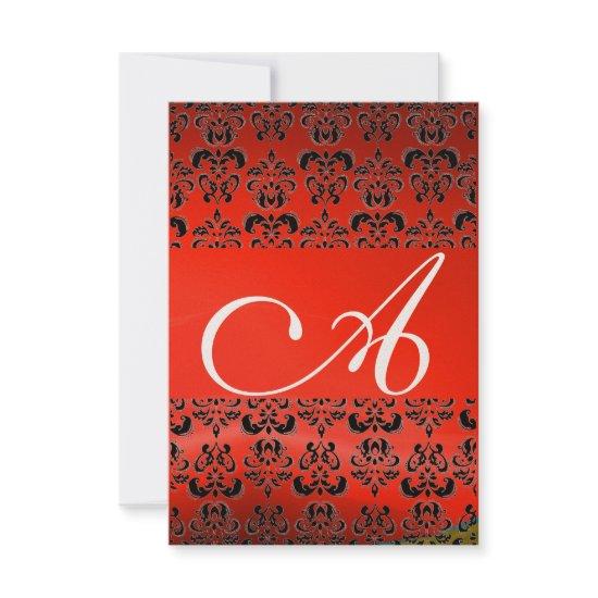 DAMASK GEM MONOGRAM red rsvp gold