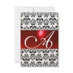 DAMASK GEM MONOGRAM red rsvp gold