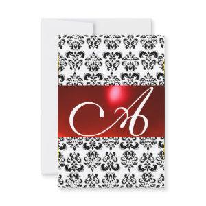 DAMASK GEM MONOGRAM red white rsvp