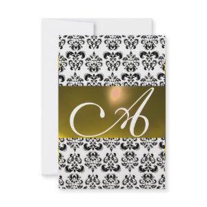 DAMASK GEM MONOGRAM yellow white rsvp ice