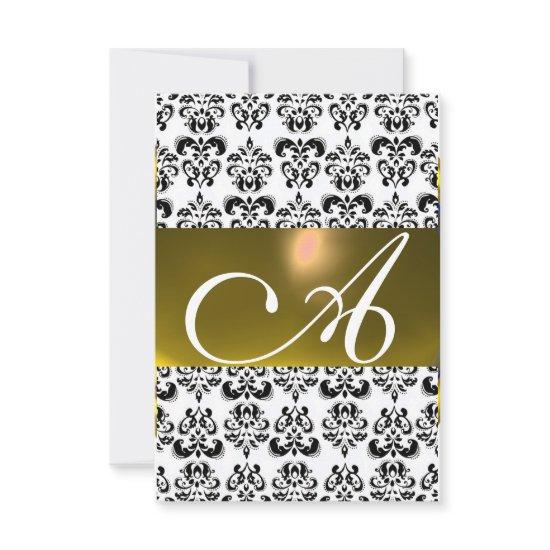 DAMASK GEM MONOGRAM yellow white rsvp