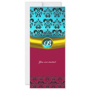 DAMASK GEM STONE MONOGRAM ,blue turquase
