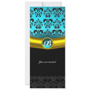DAMASK GEM STONE MONOGRAM ,blue turquase