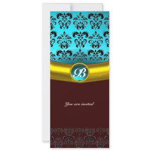 DAMASK GEM STONE MONOGRAM ,blue turquase