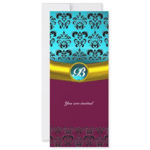 DAMASK GEM STONE MONOGRAM ,blue turquase