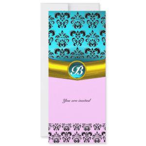 DAMASK GEM STONE MONOGRAM ,blue turquase