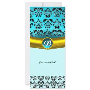 DAMASK GEM STONE MONOGRAM ,blue turquase