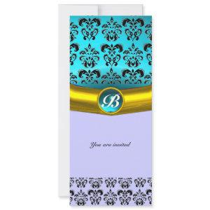 DAMASK GEM STONE MONOGRAM ,blue turquase